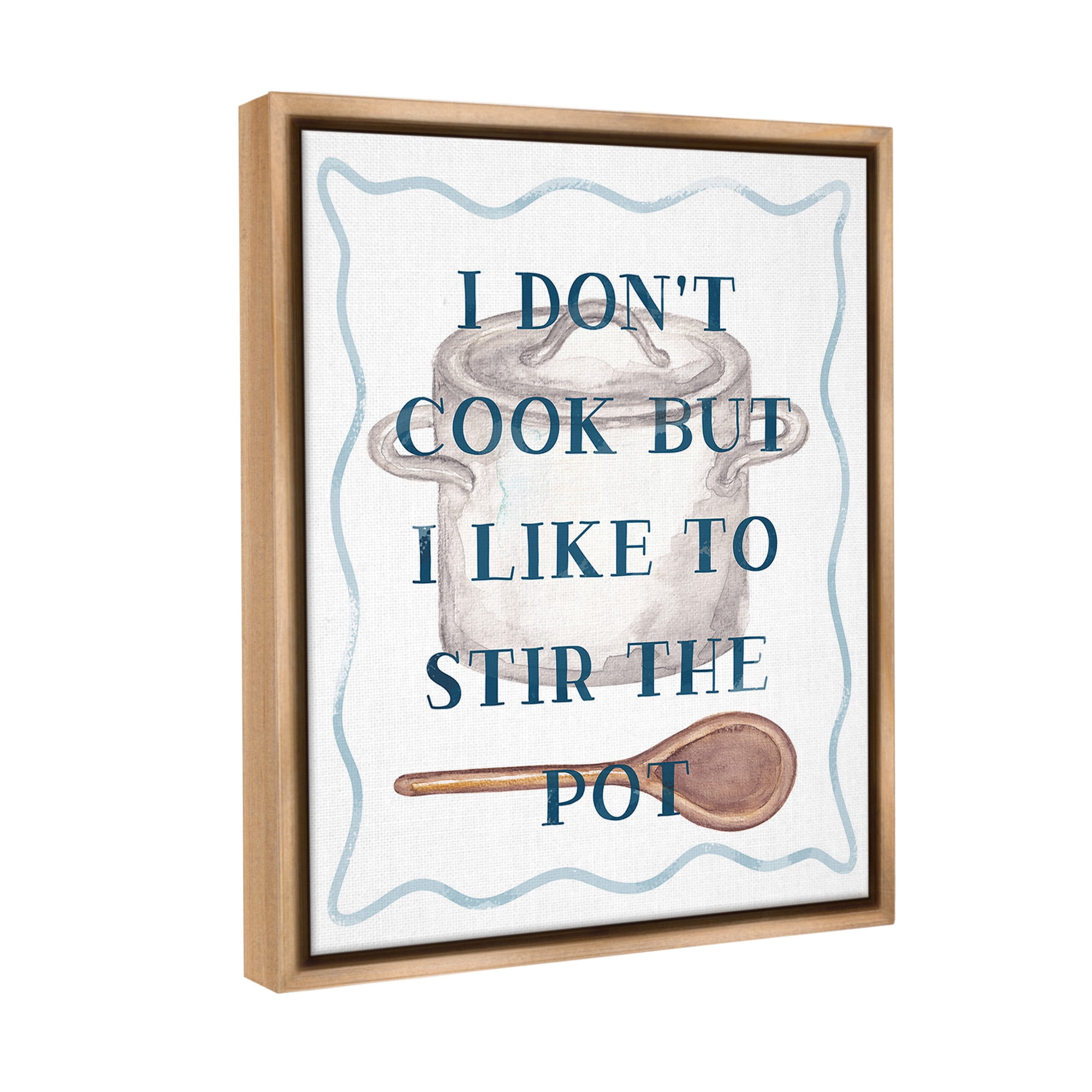 Stupell Industries Funny Stir The Pot Food & Beverage Painting Brown Floater Framed Canvas Art Print Wall Art, 17 x 21