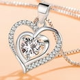 thumbnail image 4 of Women Jewelry Birthday Gift, Womens 925 Silver Heart Necklace Rhinestone Pendant Sparkly Jewerly Valentine Birthday, 4 of 7