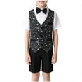 thumbnail image 2 of ATOGUTA Clothing Set For Boys Short Sleeve Shirt, Shorts, Bow Tie, Sequine Vest Wedding Birthday Formal Wear Size 4T-15, Black, 2 of 6