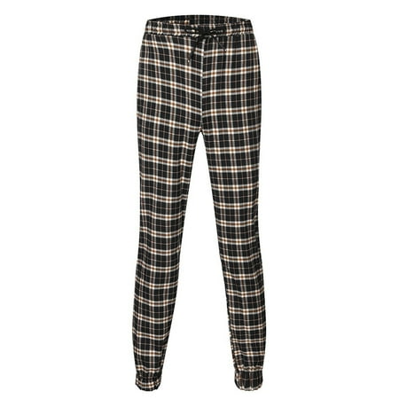 

Dadaria Wide Leg Pants for Men Summer Men Plaid Striped Straight Long Slim Fit Pants Causal Full Length Trousers Black XXL Female