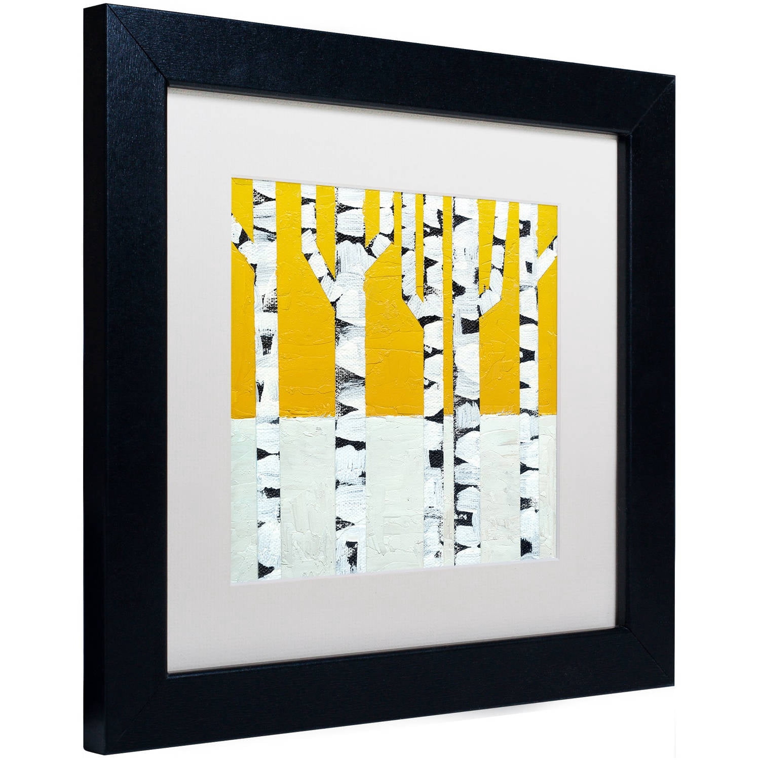 Trademark Fine Art "Seasonal Birches - Winter" Canvas Art by Michelle Calkins, White Matte, Black Frame