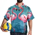 thumbnail image 4 of Flamingo Tropical Rainforest Men's Short Sleeve Casual Printed Button Down Beach Shirt - Summer Hawaiian Top, 4 of 6
