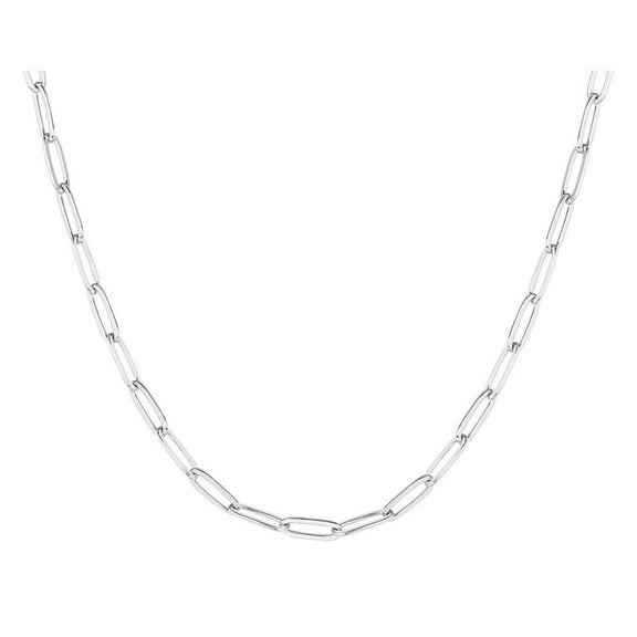 3MM Solid 925 Sterling Silver Italian Paperclip Rolo Chain Necklace Italy
