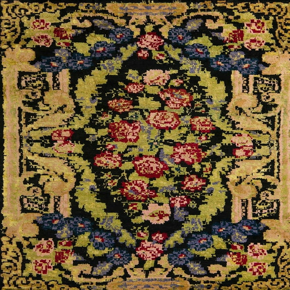 Ahgly Company Indoor Square Abstract Caramel Brown Medallion Area Rugs, 4' Square