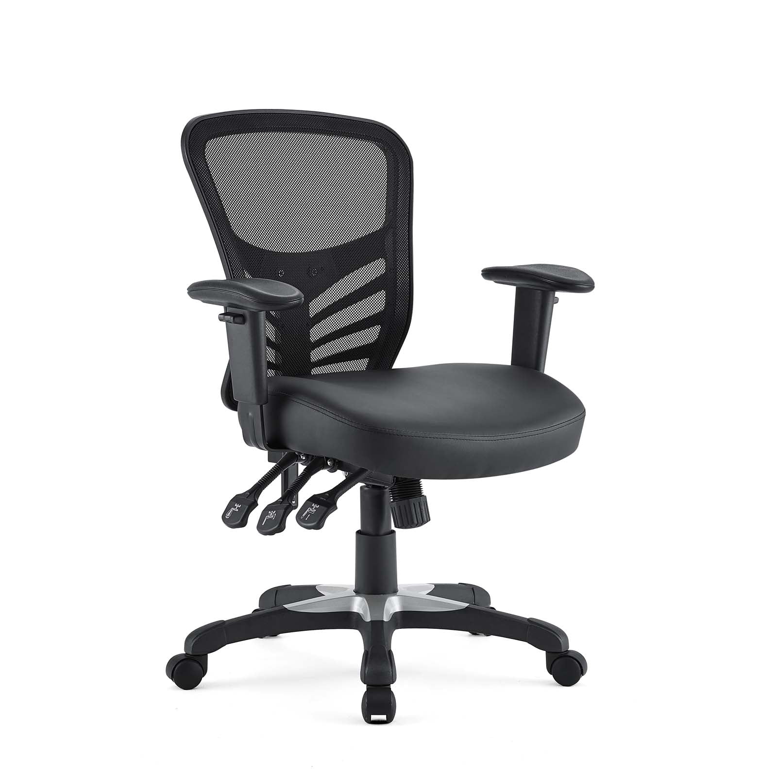 Simple Relax Vinyl Office Chair with Mesh Back, Black - Walmart.com