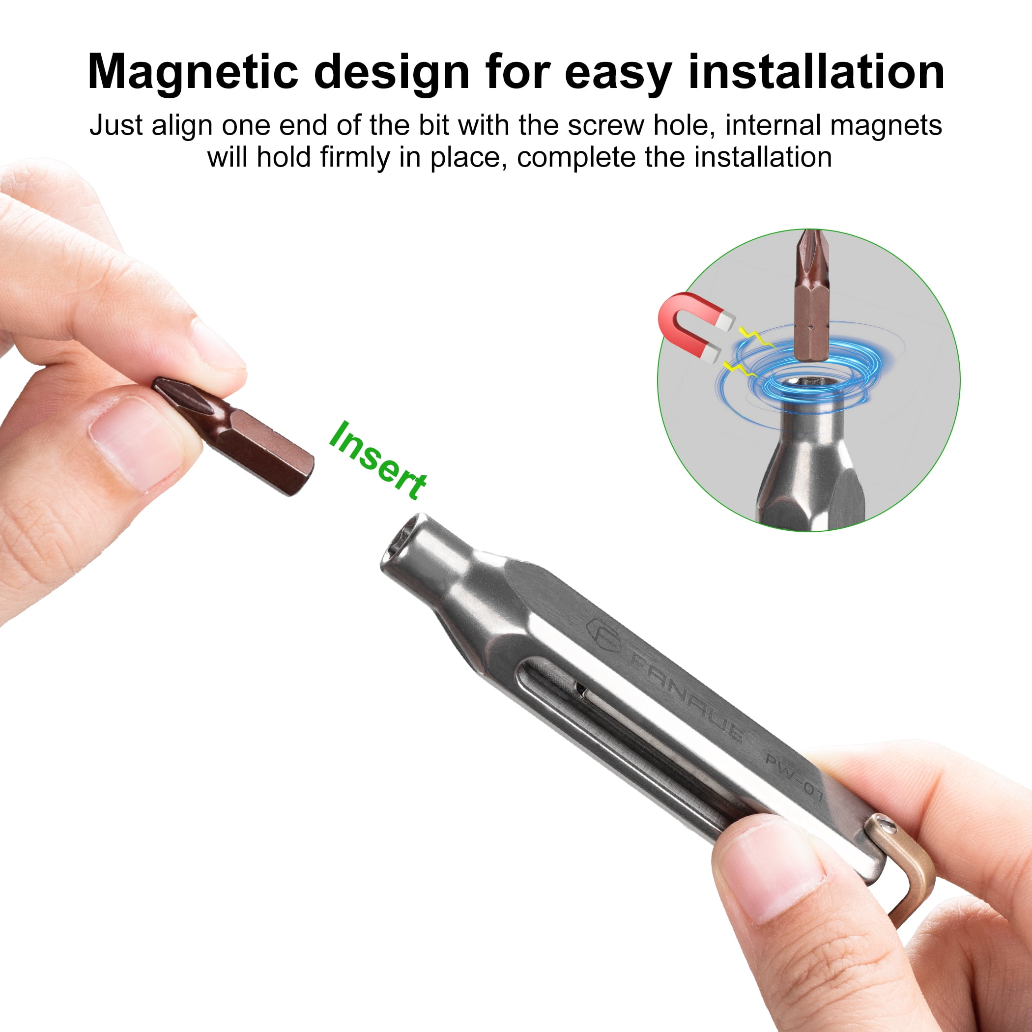 FANAUE 10-in-1 Titanium EDC Screwdriver Set with Magnetic S2 Steel Bits - Portable Multi-Torque Tool for DIY