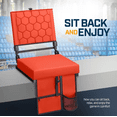 thumbnail image 2 of Folding Reclining Stadium Seat with Back Support for Bleachers 3 Reclining Positions Portable Outdoor Cushioned Chair with Storage Pockets Cup Holder Bleacher Hook, 2 of 5