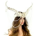 thumbnail image 2 of Steampunk Style Luxury Metallic Ram Goat Horn Devil Headband Halloween Costume Masquerade Cosplay Prom Ball Party, 2 of 2