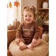 thumbnail image 3 of Baby Boy Girl Thanksgiving Outfit Letter Embroidered Knit Romper Long Sleeve Crew Neck Sweater Bodysuit Fall Winter Clothes 0-18M, 3 of 9