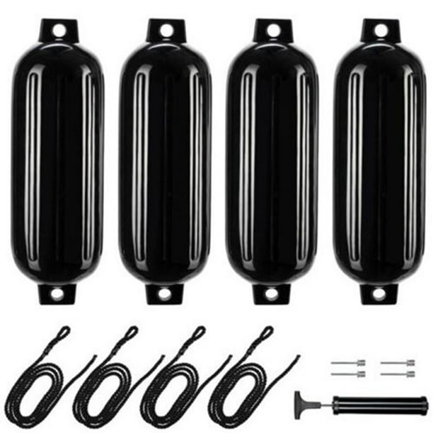 4 piezas de boyas protectoras para barcos marinos de 11 x 40 cm, parachoques para atraque con cuerda negra