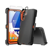 Xhy Samsung Galaxy A25 5G Case with Belt Clip Holster and Screen Protector Military Grade Protection 3 in 1 Shockproof Armor Rugged Durable Detachable for Galaxy A25 5G Phone - Black Orange