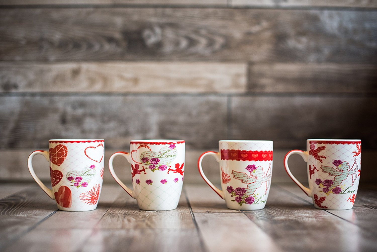 All For You New Bone China Mug with Gift Box-I Love You, Cupid Angel-Set of 4, 12 Oz, Gift... by All For You Home