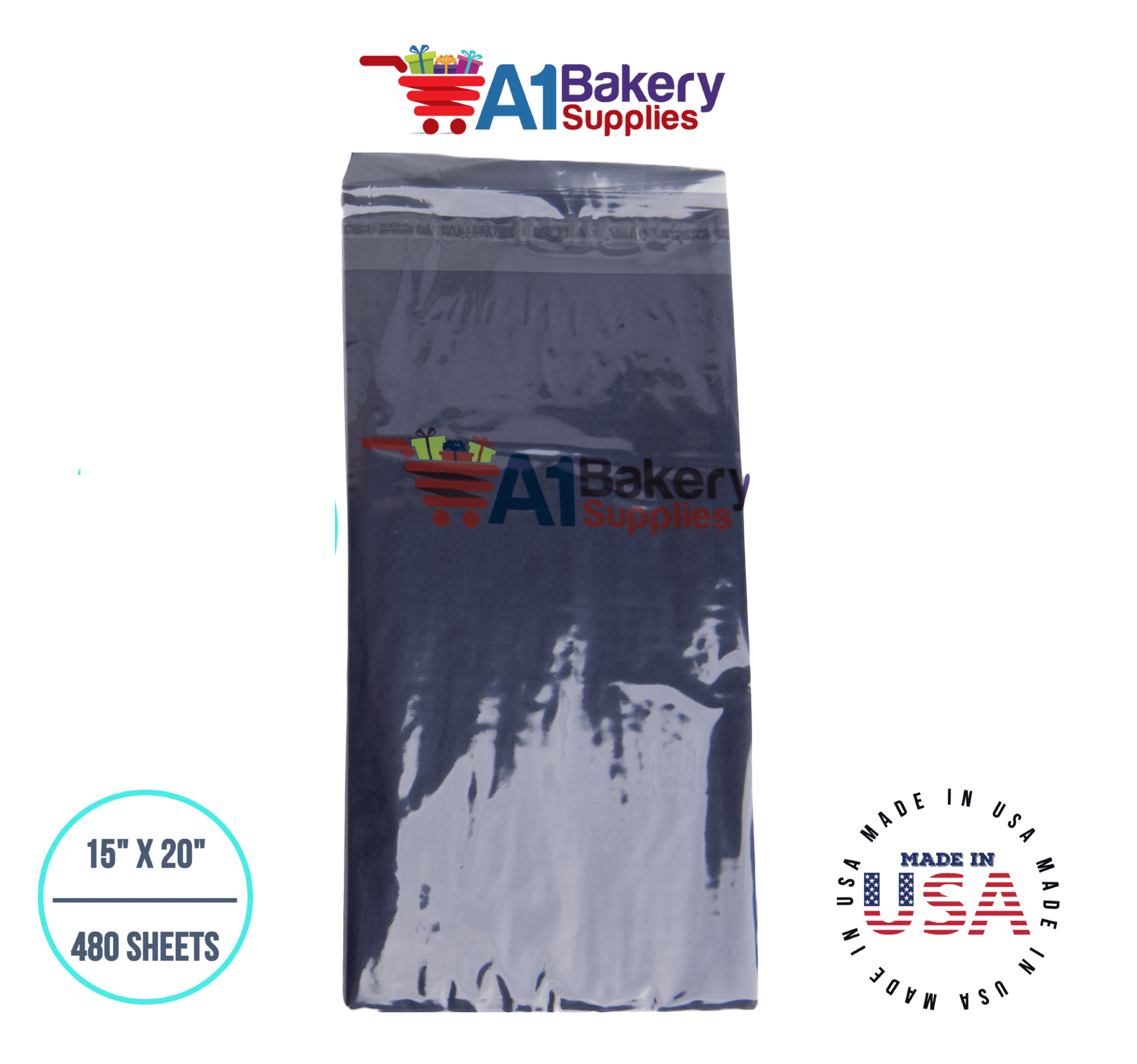 Black Tissue Paper Squares, Bulk 480 Sheets, Premium Gift Wrap and Art Supplies for Birthdays, A1 Bakery Supplies, Large 15 Inch x 20 Inch