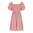 thumbnail image 6 of Mgmyaa Girl's Summer Dresses Ruffle Sleeve Tiered Smocked Swing Midi Casual A-Line Twirly School Sundress Size 4-14 Years, 6 of 7