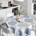 thumbnail image 2 of Monochrome Round Tablecloth 60 inch Round Navy Blue Tablecloth Bohemian Tablecloth Polyester Washable Circle Table Cover Table Cloth for Modern Kitchen Dining Room Picnic Patio Party, 2 of 6