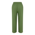 thumbnail image 3 of Hauaitttt Women Linen Casual Pants Summer Wide Leg Loose Drawstring High Waist Wide Leg Pants with Pockets plus Size Women Work Pants Business Casual Printed Pants for Women Casual Short Pants for, 3 of 8