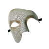 Men's Phantom White Antique Large Mardi Gras Masquerade Elegance Mask