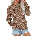 thumbnail image 5 of Women's Casual Long Sleeve Round Neck Sweatshirt Fit Pleated Top with Christmas Print for Fashionable Holiday Outfits and Comfortable Wear,Vermilion,S, 5 of 6