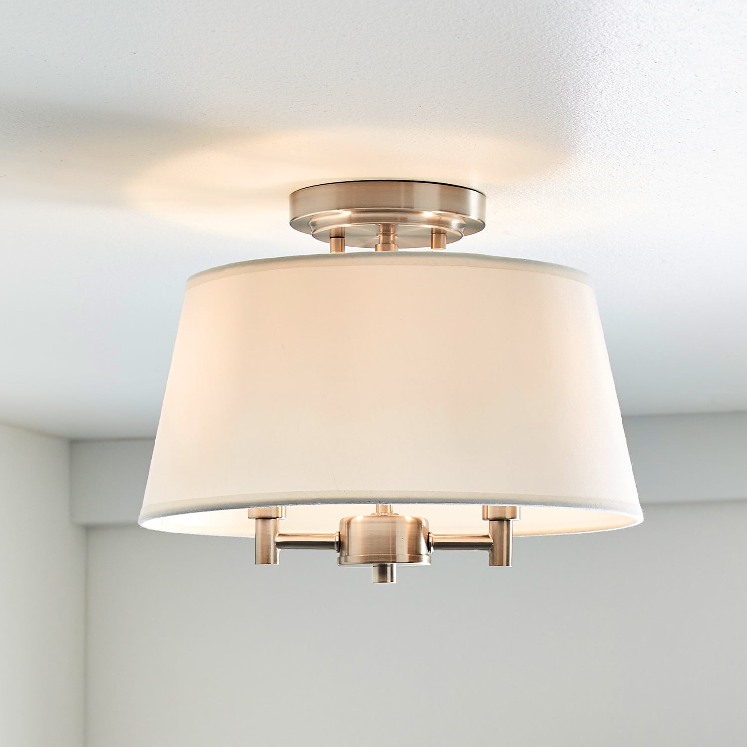 Better Homes & Gardens 2-Light Flush Mount Satin Nickel with Bulbs