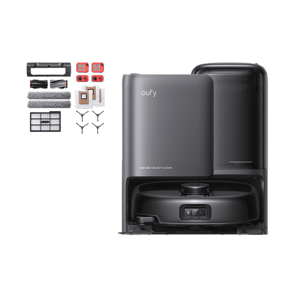 eufy Omni Robot Vacuum and Mop Combo E25 with Official Replacement Parts Kit, Auto-Empty & Self-Cleaning All-in-One Station , Edge-to-Corner Cleaning, Zero-Tangle Design