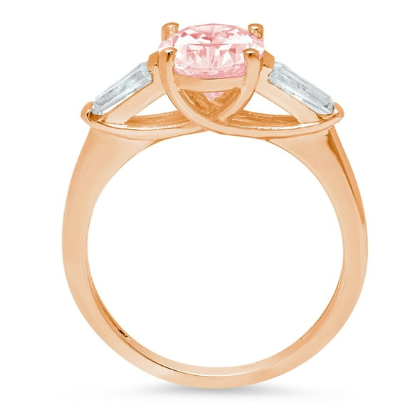 2.5 ct Oval Cut Simulated Pink Diamond Three-Stone Engagement Ring for Women in 18K Rose Gold