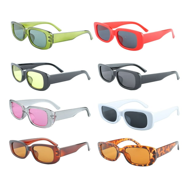8 gafas de sol vintage con montura pequeña, gafas de sol rectangulares de estilo retro informal para hombres y mujeres YUNYI BRAND Deportes