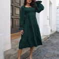 thumbnail image 4 of AherBiu Robes Boho pour Femmes Col Carré Smocké Manches Longues à Volants Robe Maxi Fluide de Plage, 4 of 7