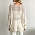 thumbnail image 4 of Womens Boat Neck Open Knit Sweater Solid Color Long Sleeve Oversized Loose Knitted Pullover Casual Fashion Top Beige 2XL, 4 of 4