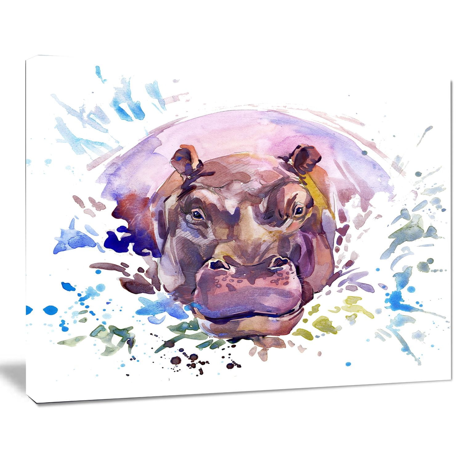 Impression sur toile « Hippopotamus Watercolor » Design Art