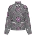 thumbnail image 5 of Jackets for Women Winter Coat Jackets Flannel Stand Collar Jacket(Grey Purple Floral Pattern Design,Size:S-4XL), 5 of 7