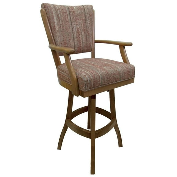 Classic Solid Wood Swivel Extra Tall 34" Bar Stool with Arms