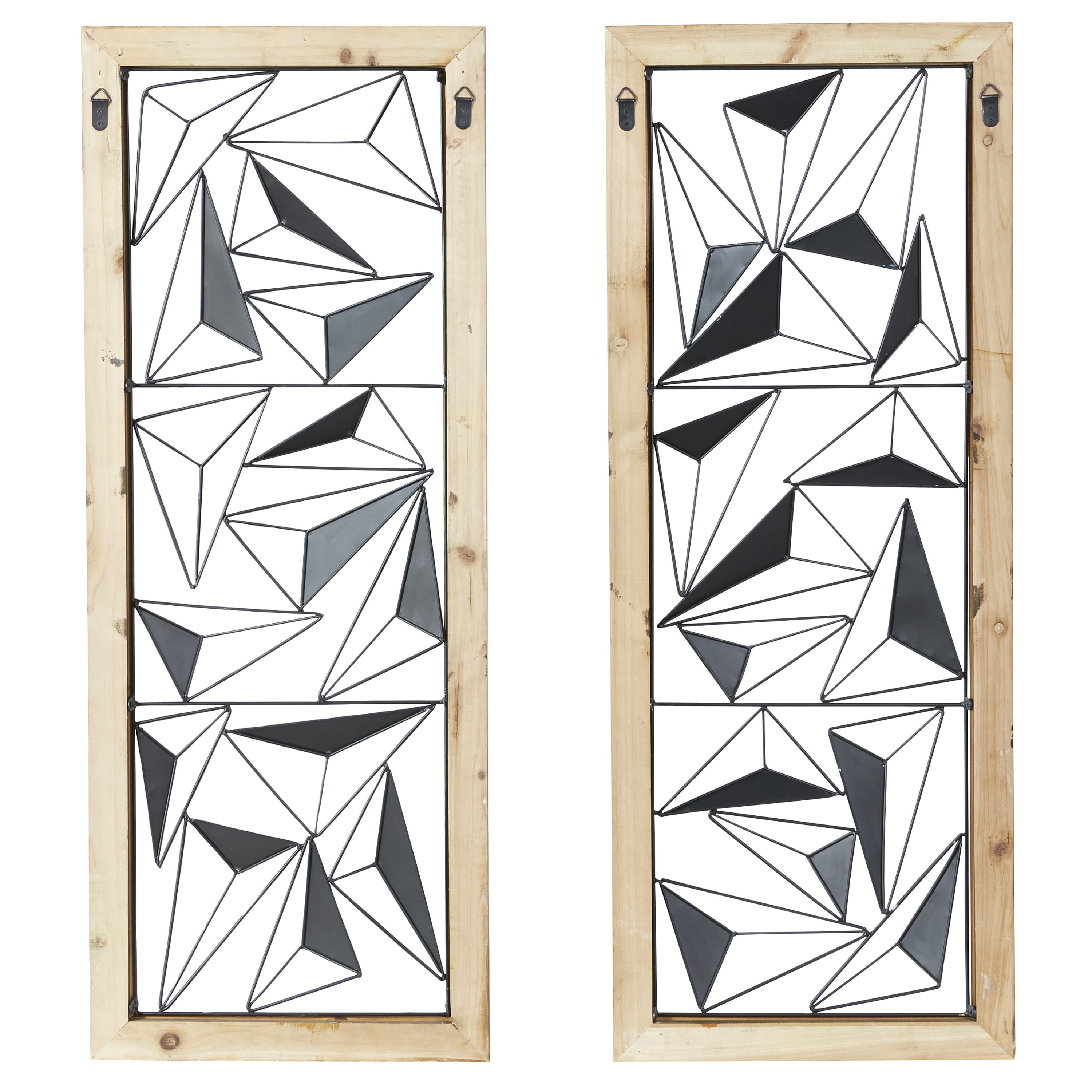 DecMode Black Metal Geometric Wall Decor with Wood Frame (2 Count)