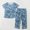 Dark Blue, variant on Liyamei Women Cotton Pajamas Set Short Sleeve Top Capri Pants Sleepwear Plus