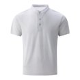thumbnail image 2 of pstuiky camisetas de manga corta para hombre, Blusa/camisa informal de cuello redondo y botones de color liso para hombre, de moda de verano camisetas de hombre s, 2 of 8