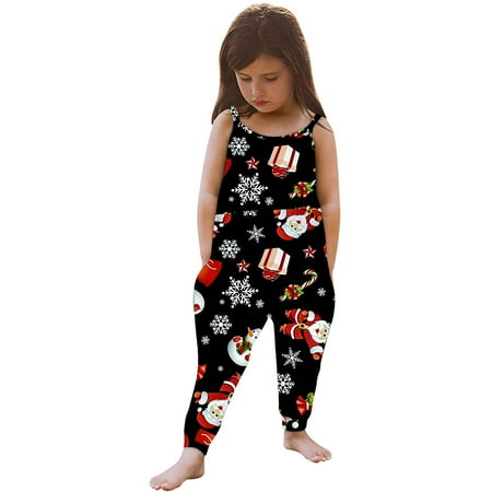 

QISIWOLE Toddler Baby Girl Jumpsuits Strap Romper Christmas Wapiti Pants With Pockets Clearance