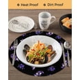 thumbnail image 3 of 13 Inch Round Placemats Set of 4, Purple Olive Fruits Non Slip Heat Insulation PP Table Mats, Spring Farm Branches Leaves Plants Black Washable Place Mats for Kitchen Dining Party Table Decor, 3 of 7