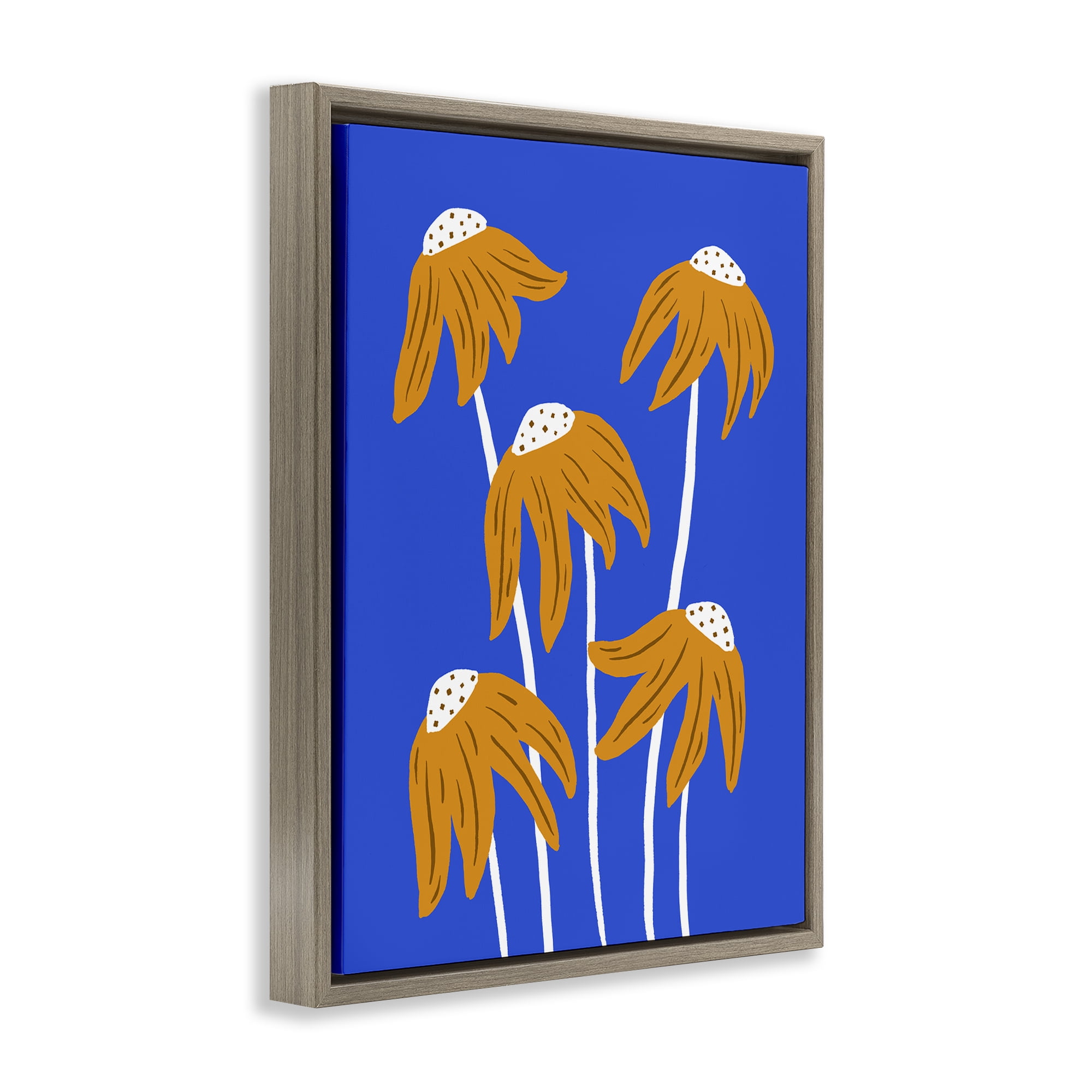 Stupell Industries Dried Sunflower Blooms Plants & Flowers Painting Brown Floater Framed Canvas Art Print Wall Art, 17 x 21