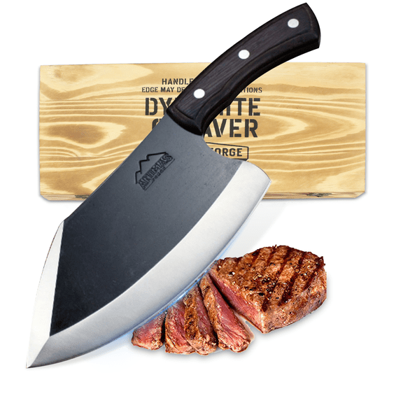 Animas Forge Dynamite Cleaver Meat Cleaver High Carbon Steel Butcher Knife with Wood Handle