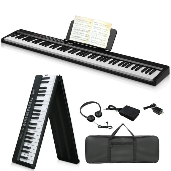88 Key Folding Piano Semi-Weighted Standard Keyboards Digital Piano with MIDI Bluetooth, Handbag, Headphone, for Piano Lover