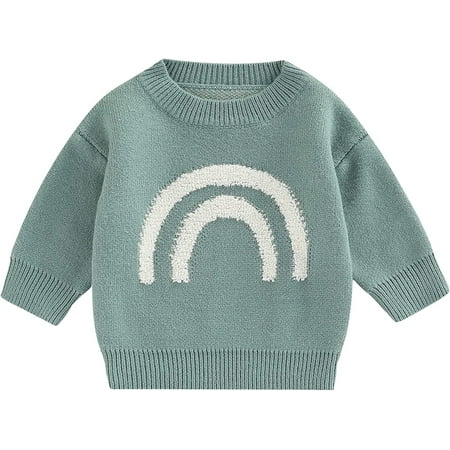 

PIKADINGNIS Toddler Baby Boys Girls Fall Winter Knit Sweater Rainbow Knitted Pullover Sweatshirt Long Sleeve Crewneck Clothes