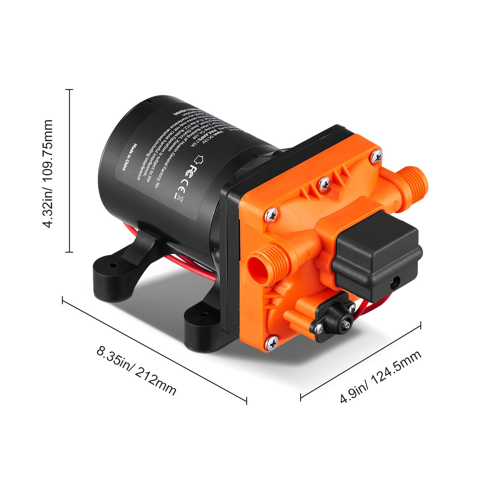 KFFKFF 12V 55 PSI Water Pressure Diaphragm Pump Self-Priming Pump 3.5 GPM Boat RV
