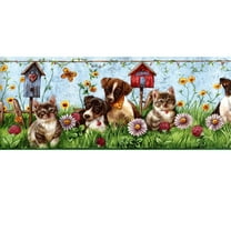 Trimz Puppy and Kitten Animals Wallpaper Border, Blue, 15' L x 6.8"W , Wall Decor