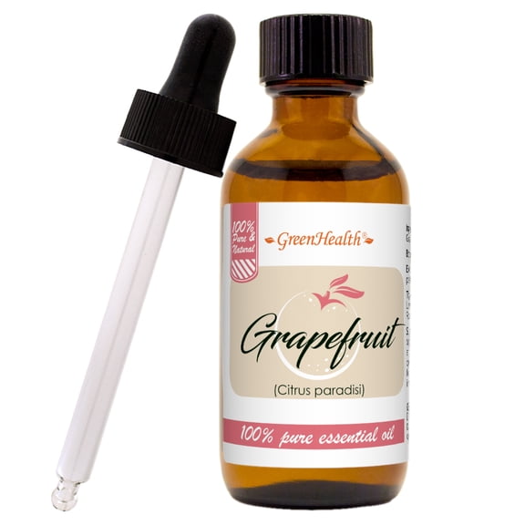 GreenHealth Grapefruit Essential Oil 2 fl oz (59 ml) Glass Bottle with Cap and Glass Dropper