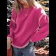 thumbnail image 5 of Suéteres para Mujer, Cuello Redondo Liso, Corte Holgado, Larga, Punto en Contraste, Jersey, Tops Rosa Roja S, 5 of 8