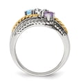 thumbnail image 3 of Finest GoldQMR13-3-8 Sterling Silver Two-Tone & 14K Three-Stone Mothers Ring Mounting - Size 8, 3 of 7