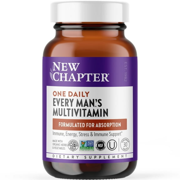 New Chapter Every Man's One Daily, Men's Multivitamin for Immune, Stress, Heart & Energy Support, 30 tablets