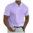 thumbnail image 2 of Cuoff Men's casual solid color V-neck gentleman's business short-sleeved fitness T-shirt Purple 1X, 2 of 5