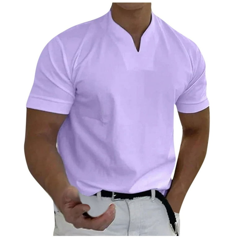Cuoff Men's casual solid color V-neck gentleman's business short