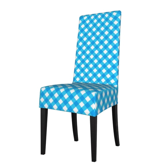ZICANCN Gingham Blue Background Chair Protectors Seat Covers , Dining Chair Slipcovers for Dining Room Hotel Kitchen Design Checkered