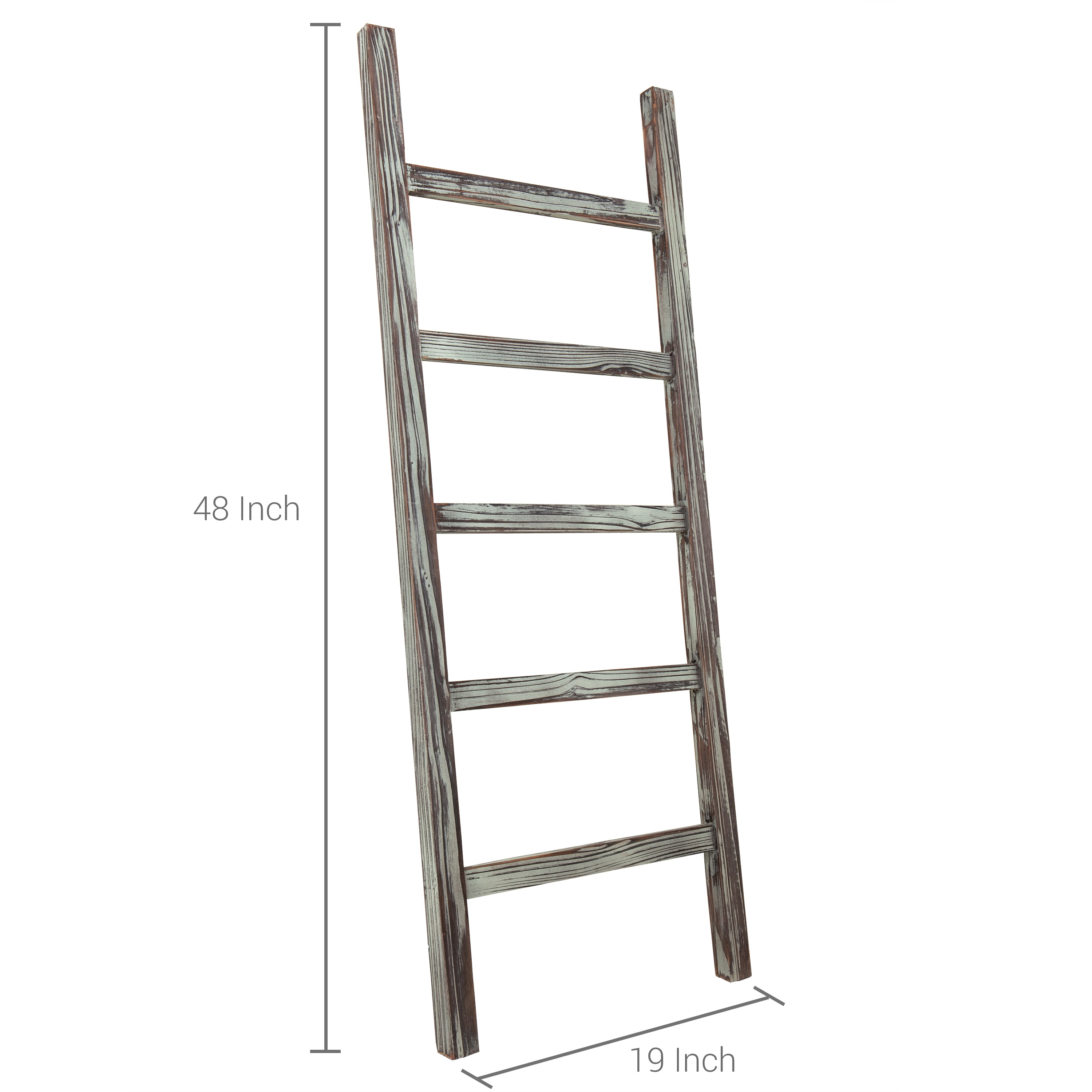 Whitewashed Rustic Decorative Wood Ladder Blanket Ladder Décor 58” H Towel